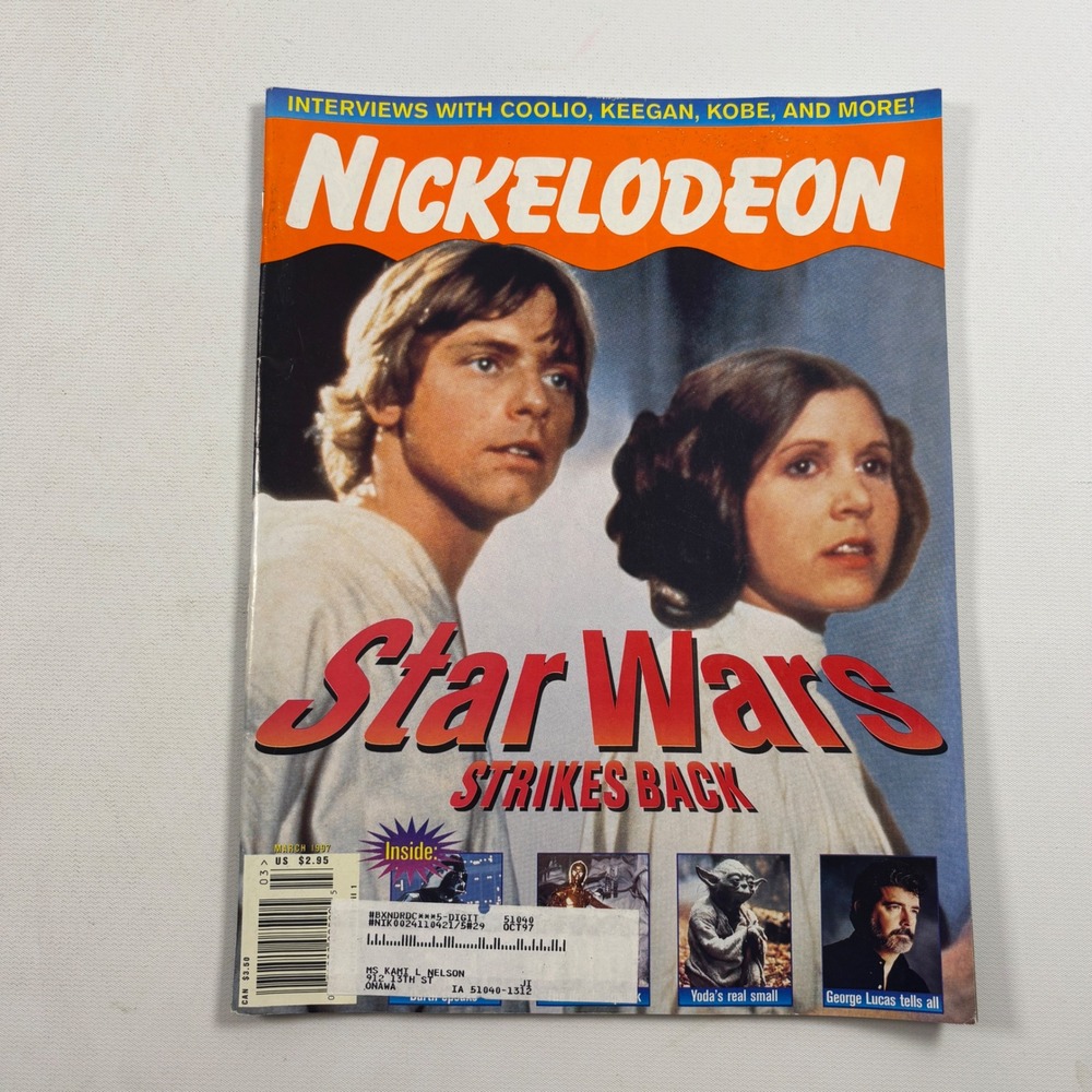 Nickelodeon Magazine March 1997 Star Wars Luke Leia Kobe Bryant Coolio Vintage